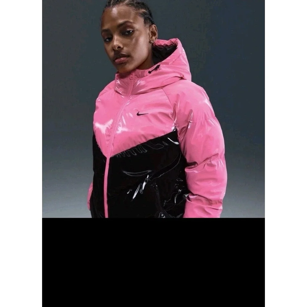 Nike Therma-Fit Shine Puffer Jacket Pink Black HV5242 649 Women's Small NWT
